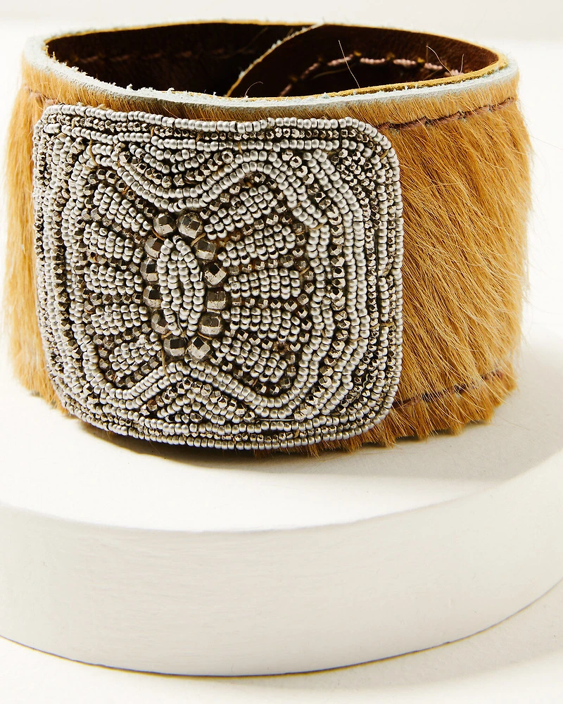 Erin Knight Designs Women's Cowhide And Leather Cuff Bracelet