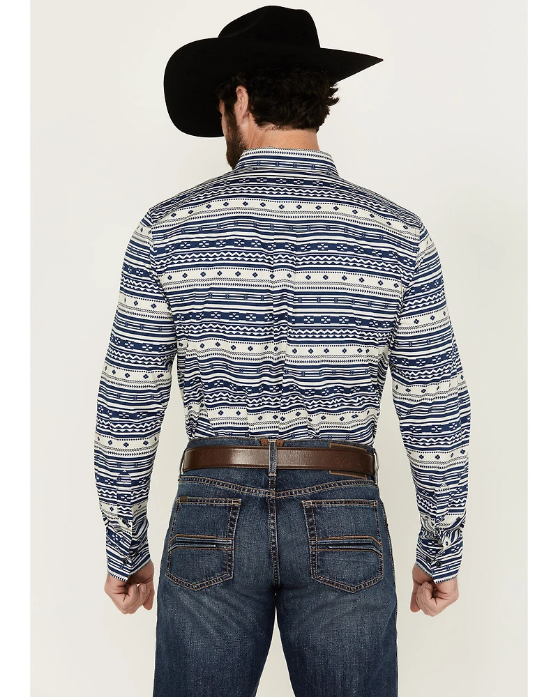 Cody James Men's Falcon Southwestern Striped Print Long Sleeve Button-Down Stretch Western Shirt