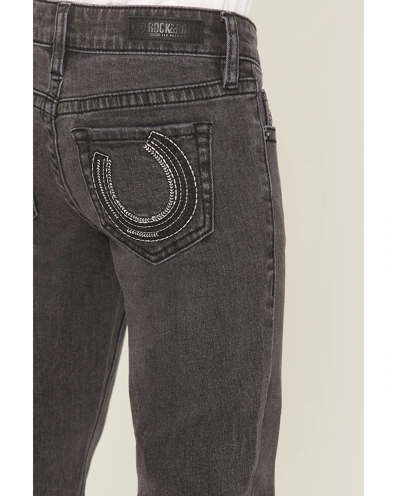 Rock & Roll Denim Girls Horseshoe Embroidered Bootcut Stretch Jeans