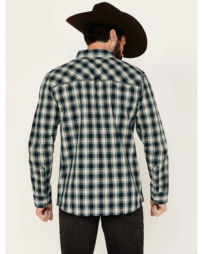Moonshine Spirit Men's Autograph Plaid Print Long Sleeve Snap Western Shirt
