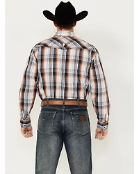 Cowboy Hardware Men's Hermosillo Gradient Plaid Print Long Sleeve Pearl Snap Western Shirt