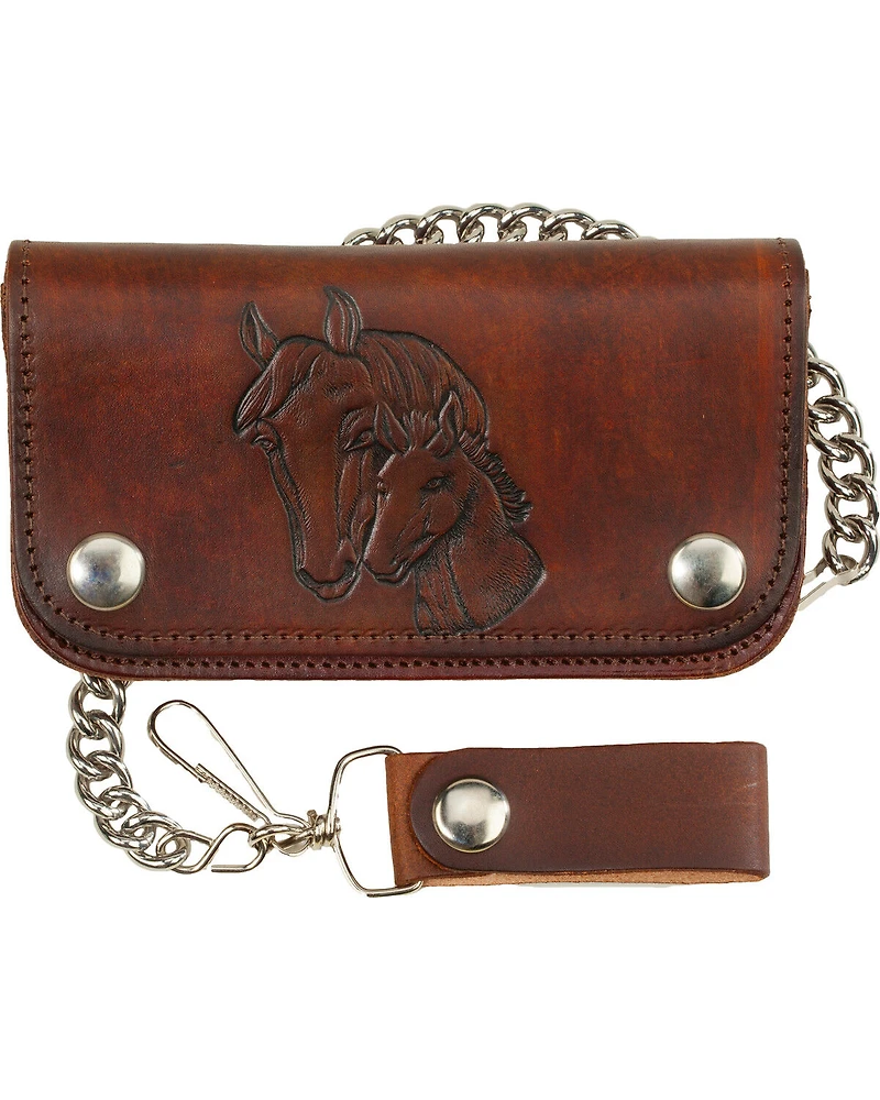 Western Express Men's 6" Leather Biker Horse Wallet