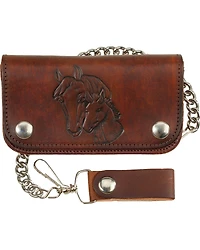 Western Express Men's 6" Leather Biker Horse Wallet