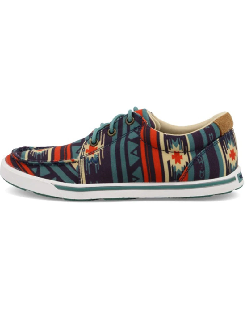 Wrangler Footwear Retro Women's Navy Southwestern Shoes - Moc Toe