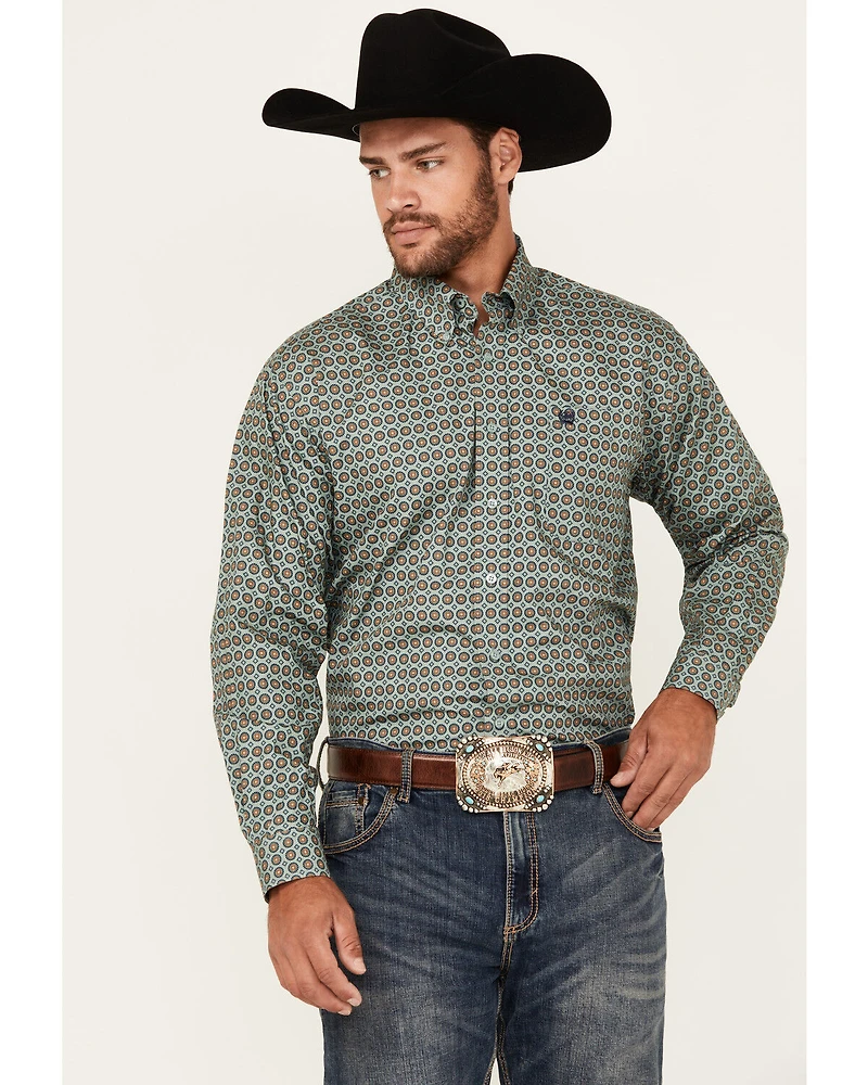 Cinch Men's Circle Geo Print Long Sleeve Button-Down Western Shirt
