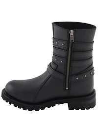 Milwaukee Leather Women's Triple Buckle Harness Moto Boots - Round Toe