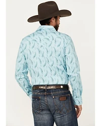 Rock & Roll Denim Men's Paisley Striped Print Long Sleeve Pearl Snap Stretch Western Shirt