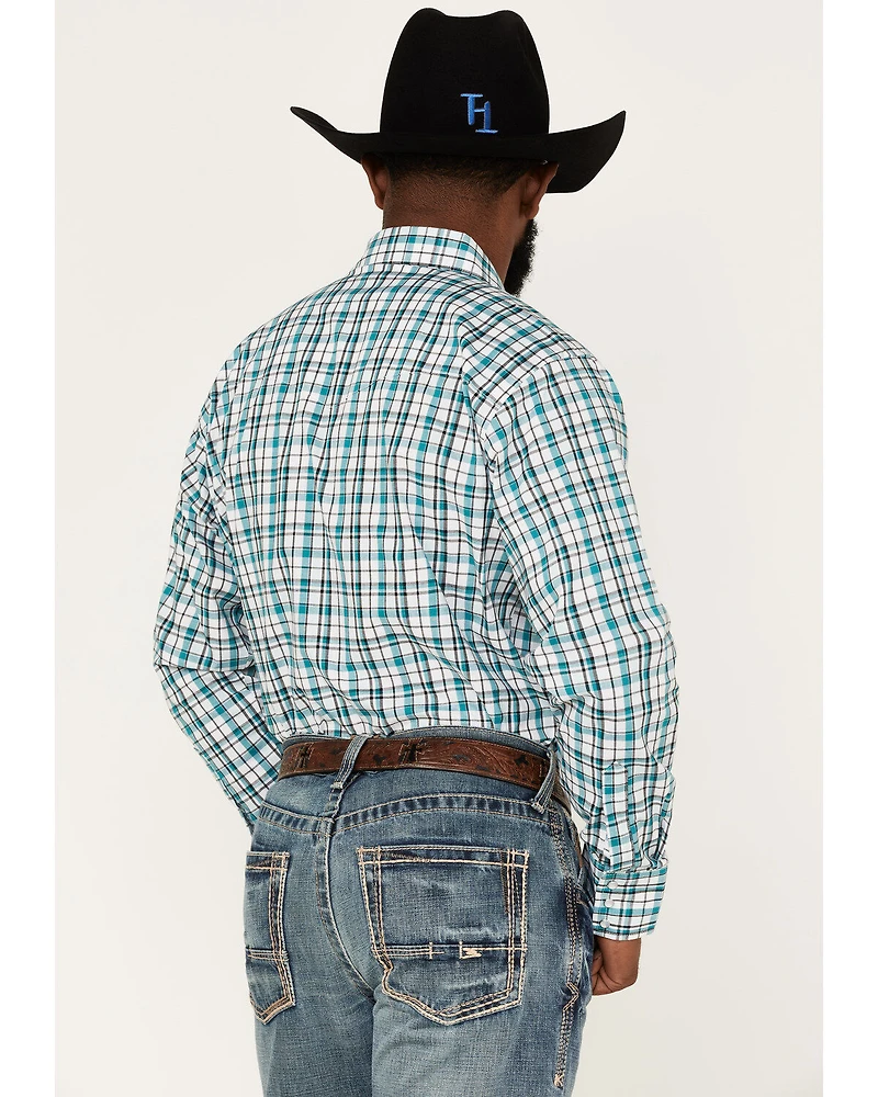 Wrangler Men's Plaid Print Long Sleeve Snap Western Shirt