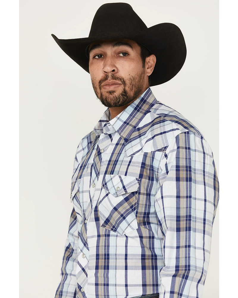 Wrangler 20X Men's Plaid Print Long Sleeve Snap Stretch Western Shirt