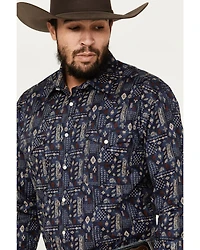 Rough Stock by Panhandle Men's Bandana Southwestern Print Long Sleeve Snap Stretch Western Shirt