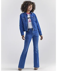 Wrangler® X Barbie™ Women's Dark Wash Logo Zip Front Denim Jacket