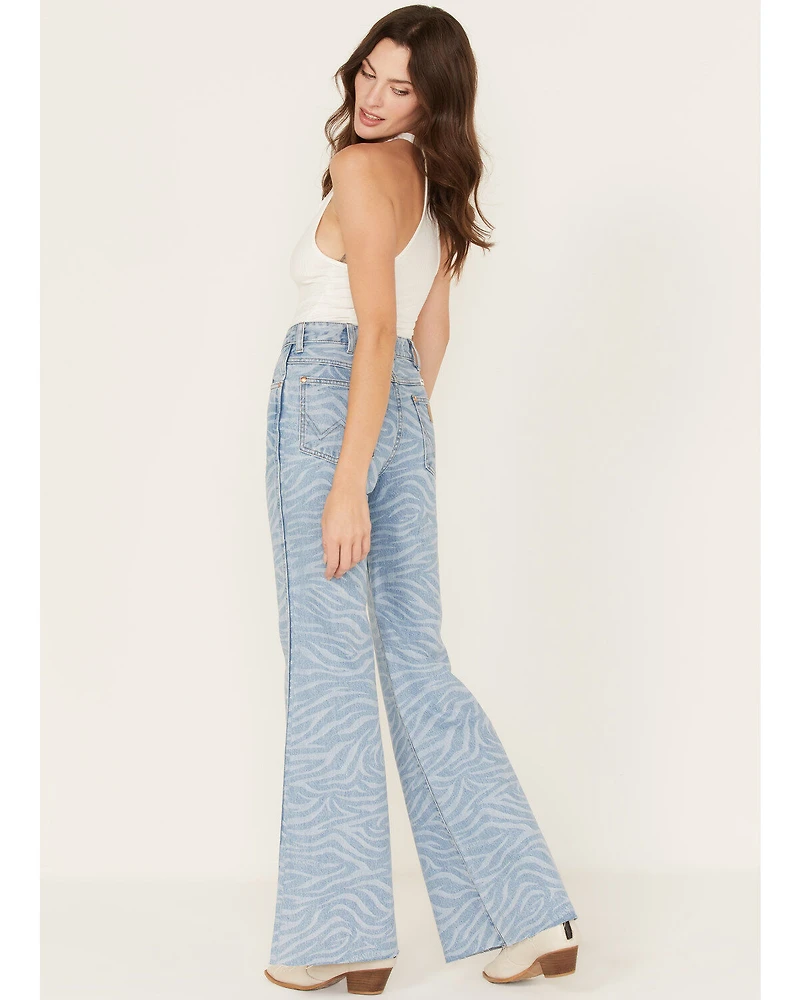Wrangler Women's Meow Laser Tiger Print Wanderer Flare Jeans
