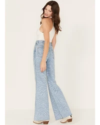 Wrangler Women's Meow Laser Tiger Print Wanderer Flare Jeans