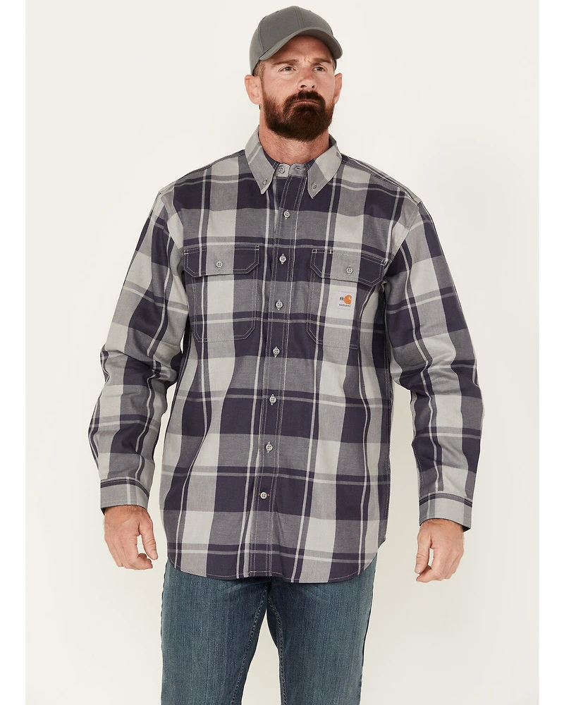 Carhartt Men's FR Force Rugged Flex® Plaid Print Long Sleeve Button-Down Western Work Shirt