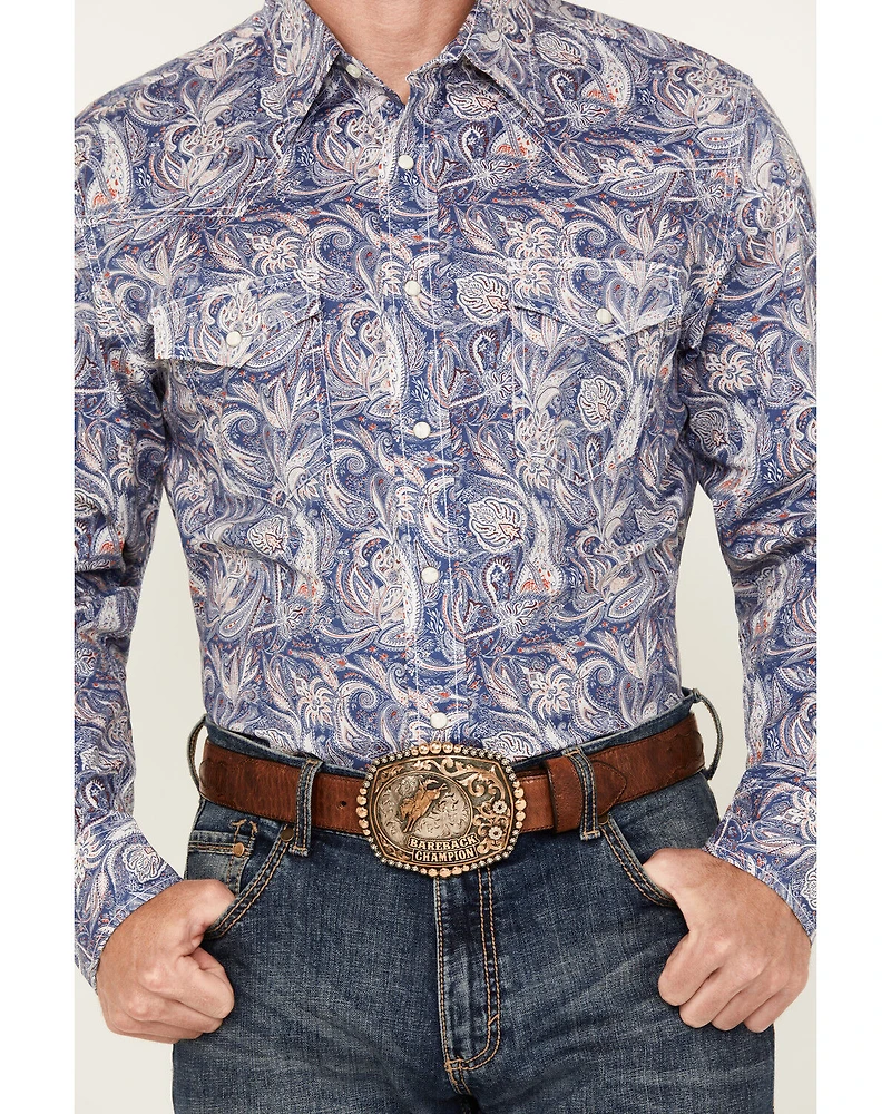 Wrangler 20X Men's Paisley Print Long Sleeve Pearl Snap Stretch Western Shirt
