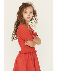 Ash & Violet Girls' Chiffon Dot Short Sleeve Mini Dress