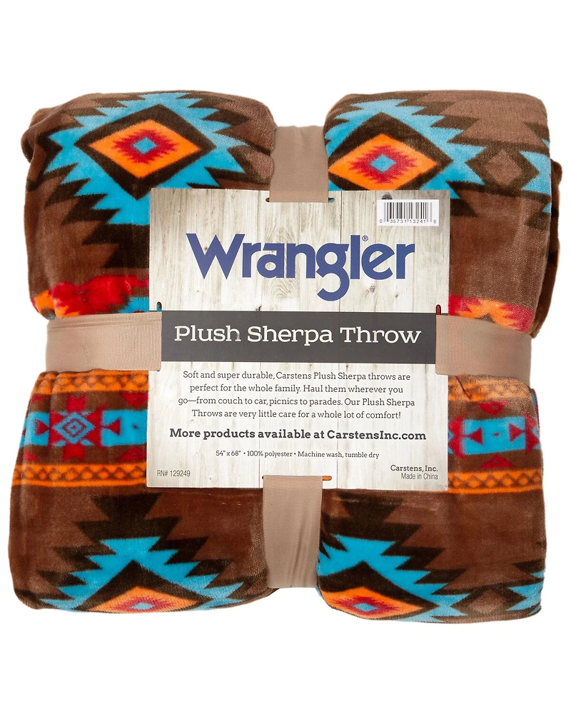 Carstens Home Wrangler Southwest Horizon Rustic Sherpa Fleece Throw Blanket