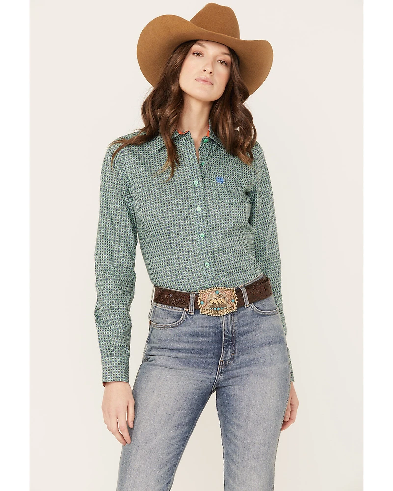 Cinch Women's Geo Print Long Sleeve Button Down Western Shirt