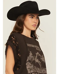 Originality Women's American Rodeo Lace Short Sleeve Graphic Tee
