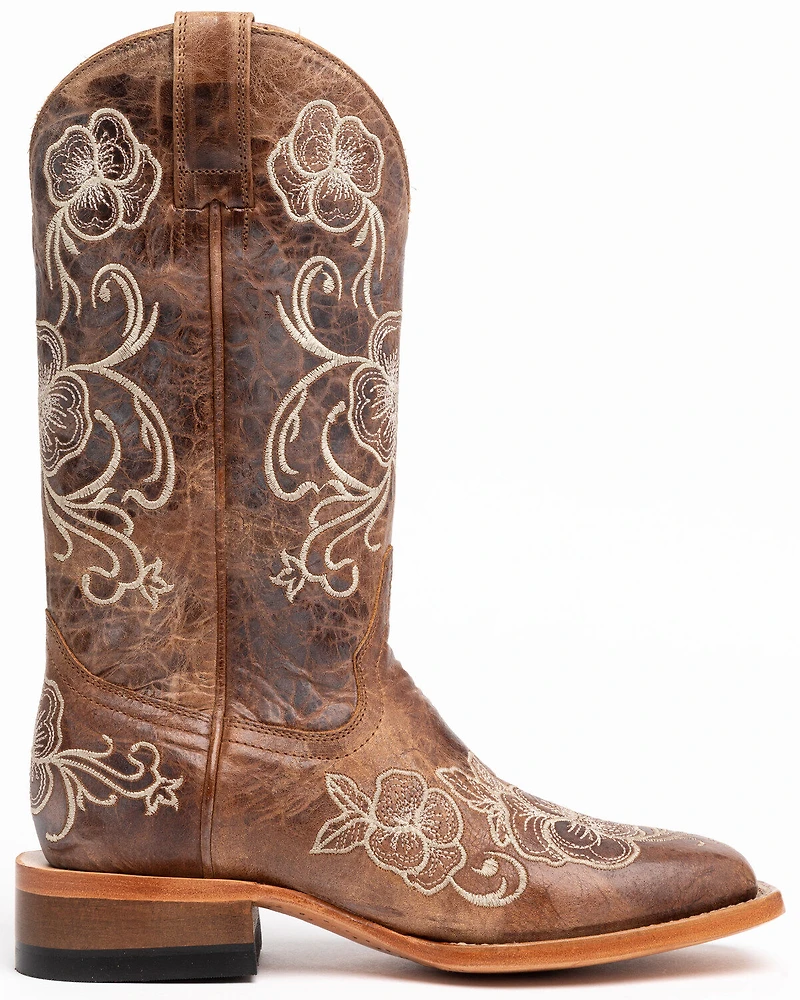 Shyanne Women's Lasy Floral Embroidered Western Boots - Broad Square Toe