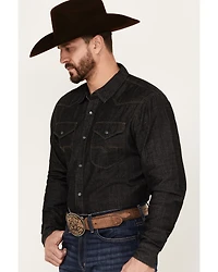 Kimes Ranch Men's Grimes Wash Denim Long Sleeve Pearl Snap Western Shirt