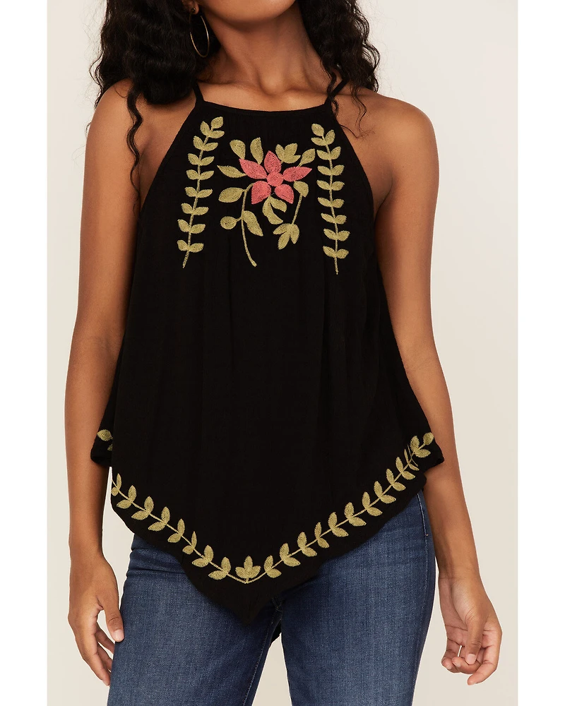 Band of the Free Women's Instant Karma Embroidered Floral Tank Top