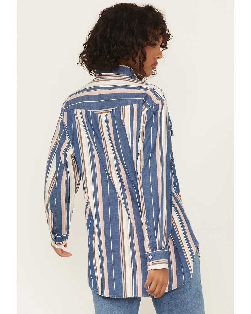 Wrangler Retro Women's Striped Long Sleeve Snap Western Shirt