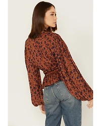 Jen's Pirate Booty Women's Floral Print Long Sleeve Wildflower Tarot Top