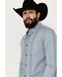Cody James Men's Buckle Up Chambray Striped Button-Down Long Sleeve Stretch Western Shirt