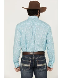 Wrangler Men's Paisley Print Long Sleeve Button-Down Stretch Western Shirt