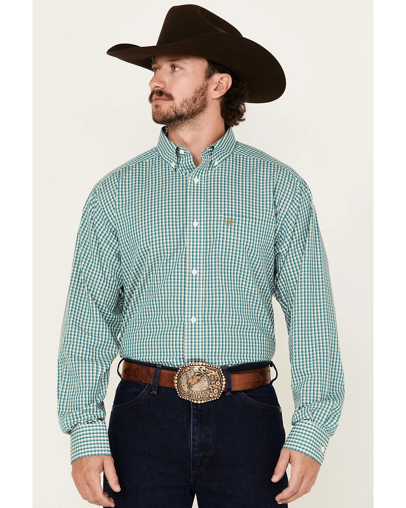 Ariat Men's Wrinkle Free Gus Plaid Print Long Sleeve Button-Down Western Shirt
