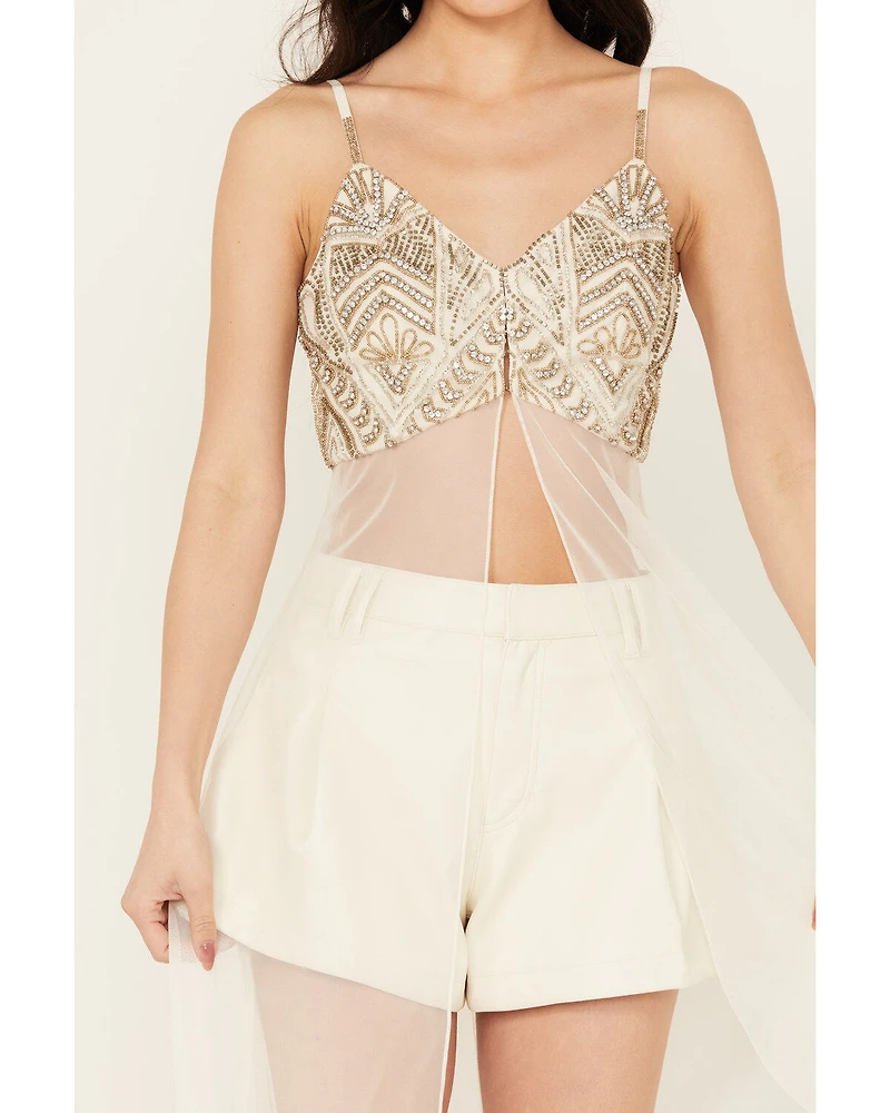 Wonderwest Women's Mountain Trail Embellished Mesh Maxi Cami