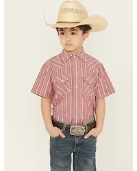 Ely Walker Boys' Striped Short Sleeve Snap Western Shirt