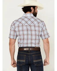 Ely Walker Men's Plaid Print Short Sleeve Pearl Snap Western Shirt