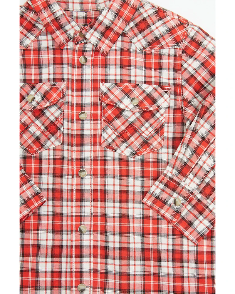 Wrangler Toddler Boys' Plaid Print Long Sleeve Snap Western Shirt
