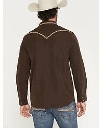 Moonshine Spirit Men's Front Stage Embroidered Solid Long Sleeve Snap Western Shirt