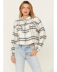 Cleo + Wolf Women's Cropped Plaid Print Flannel Shirt