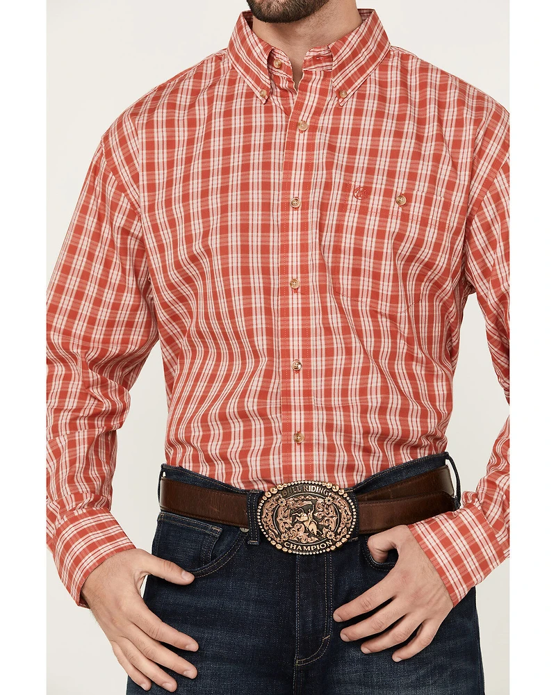 Wrangler Men's Classic Plaid Print Long Sleeve Button-Down Western Shirt