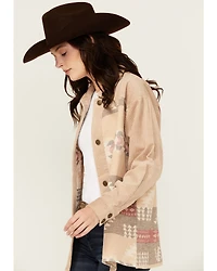 Shyanne Women's Wide Wale Southwestern Print Corduroy Shacket