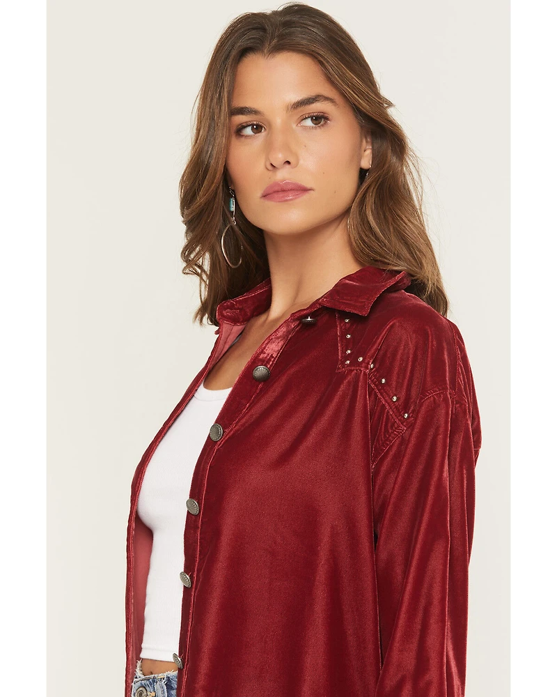 Rock & Roll Denim Women's Boot Barn Exclusive Oversized Velvet Long Sleeve Concho Button-Down Shirt