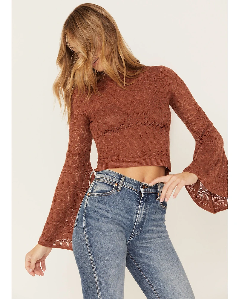 Shyanne Women's Crochet Lace Bell Sleeve Sweater
