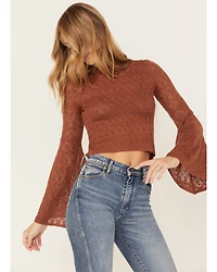 Shyanne Women's Crochet Lace Bell Sleeve Sweater