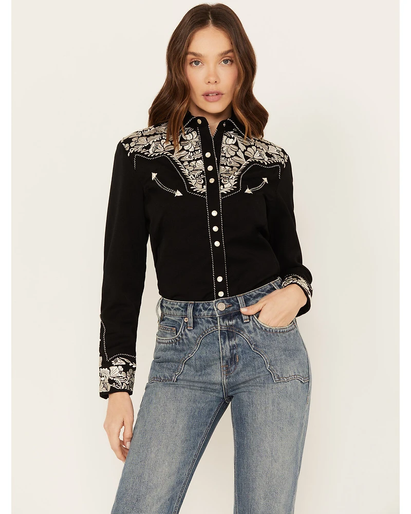 Scully Women's Embroidered Long Sleeve Pearl Snap Western Shirt