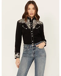Scully Women's Embroidered Long Sleeve Pearl Snap Western Shirt