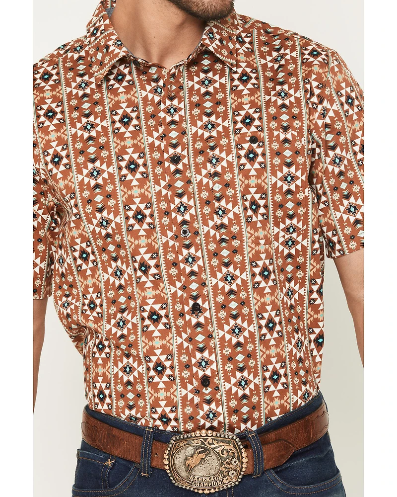 RANK 45® Men's Thunderhead Southwestern Short Sleeve Button-Down Stretch Western Shirt