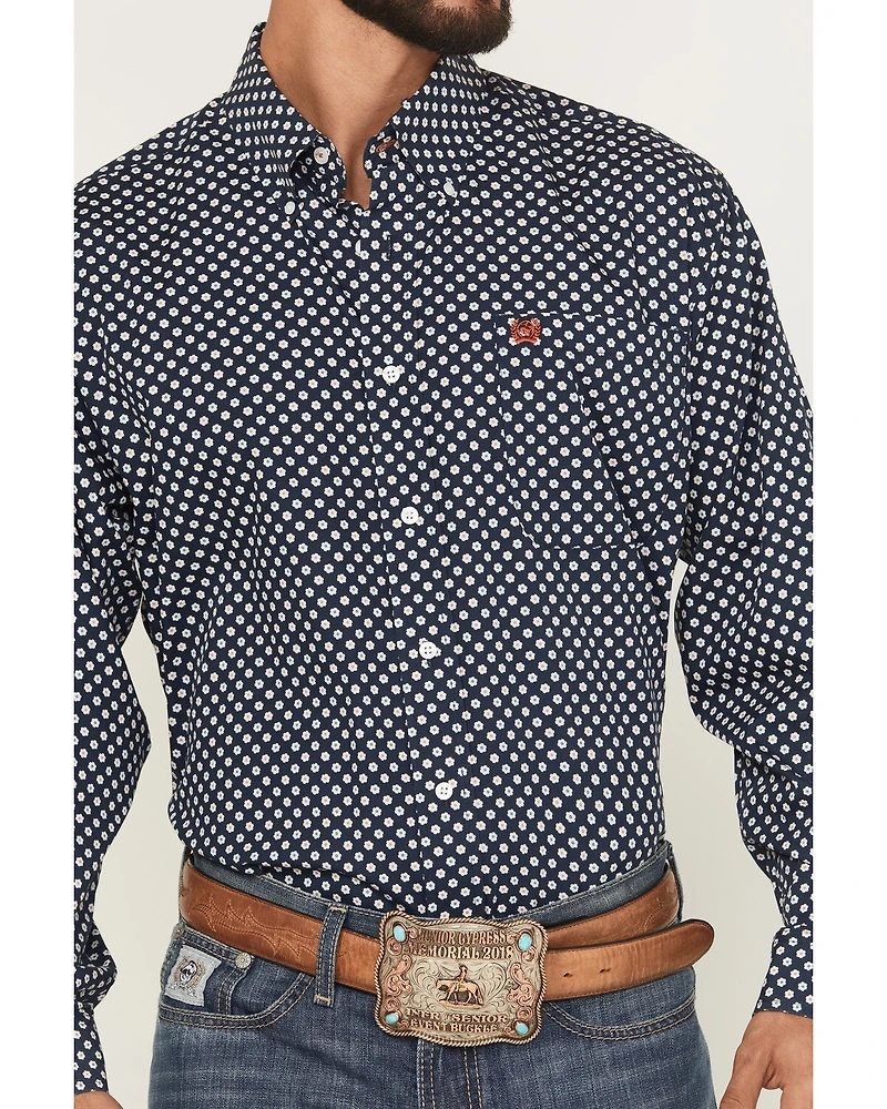 Cinch Men's Floral Print Long Sleeve Button-Down Western Shirt - Big
