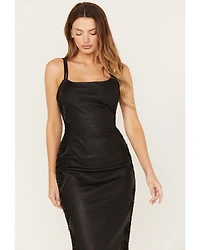 Wonderwest Women's Studded Leather Midi Dress