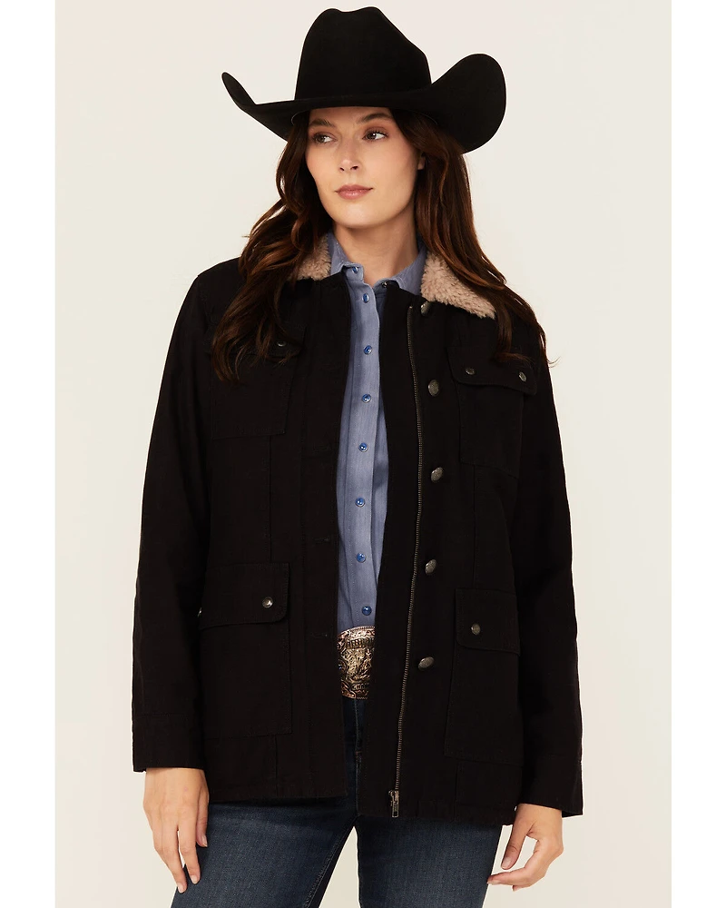 Shyanne Women's Canvas Sherpa Lined Button-Down Jacket
