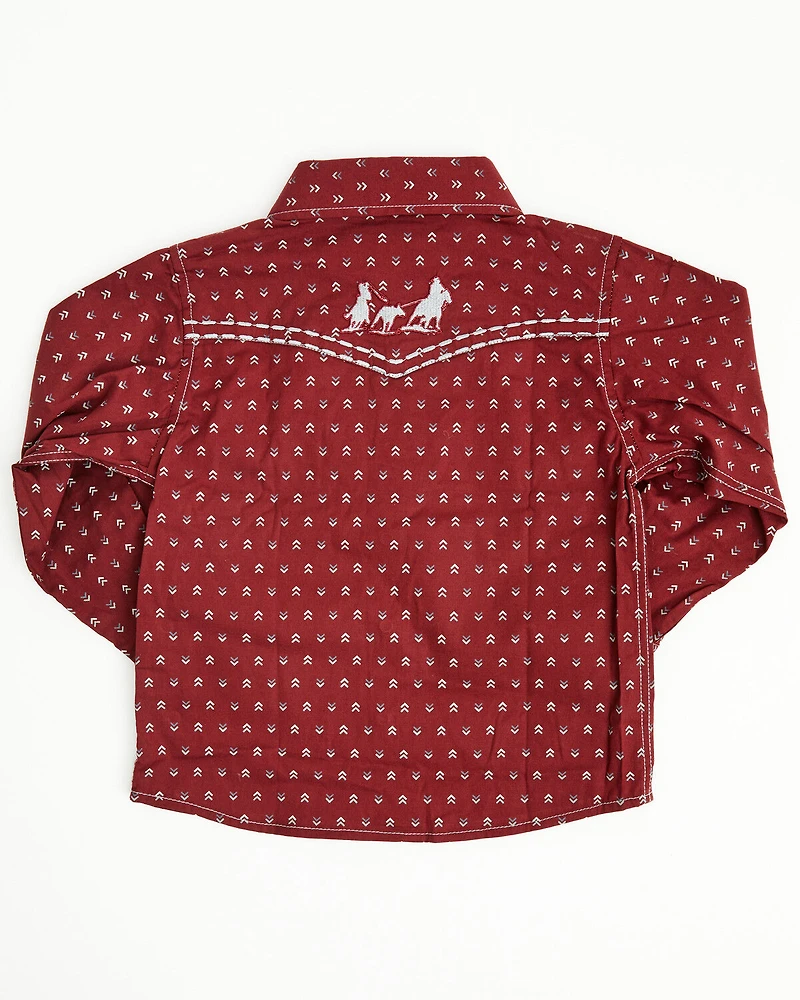 Cowboy Hardware Toddler Boys' Geo Print Long Sleeve Pearl Snap Western Shirt