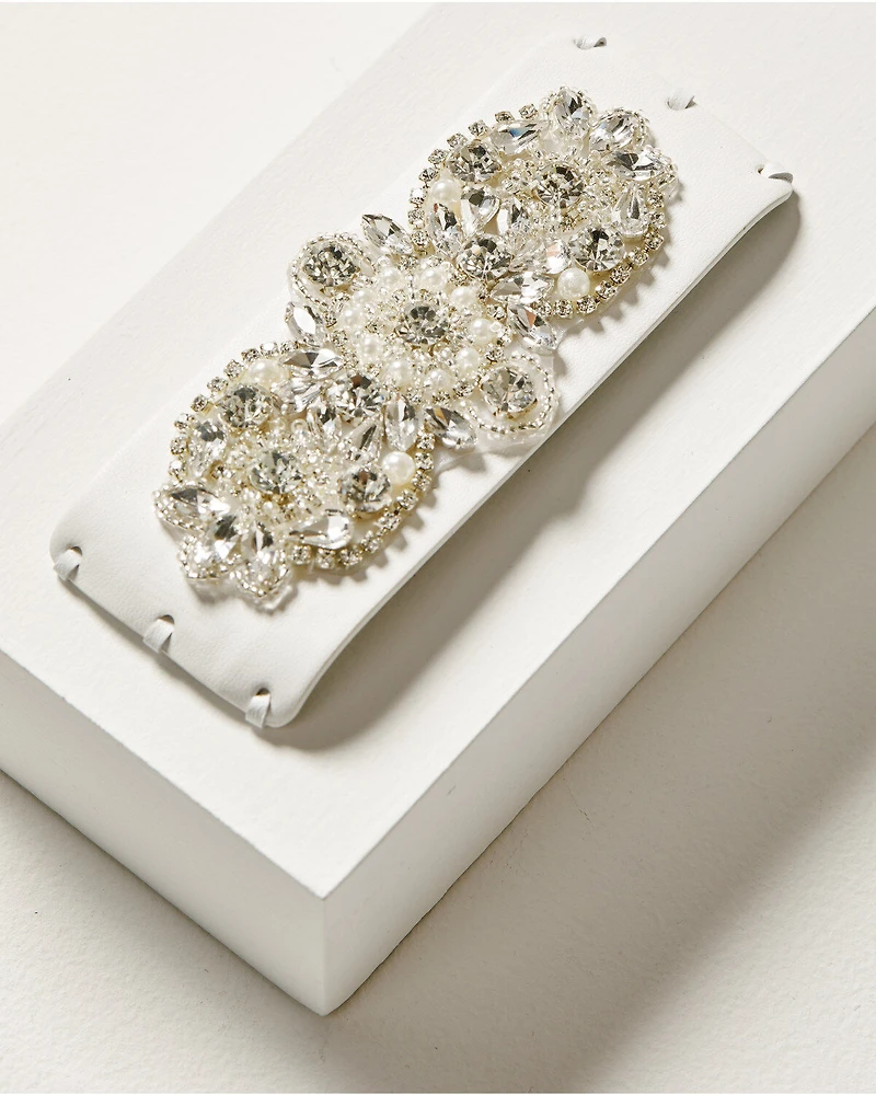 Shyanne Women's Bling White Leather Cuff Bracelet